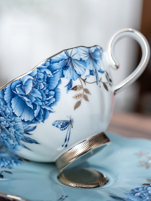 Platinum Blue & White 3-piece Coffee Set (230ml)