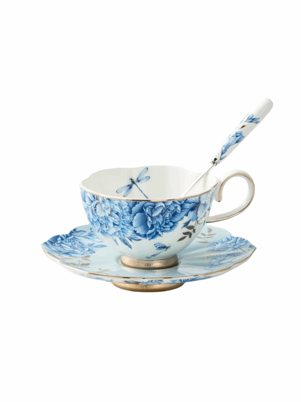 Platinum Blue & White 3-piece Coffee Set (230ml)