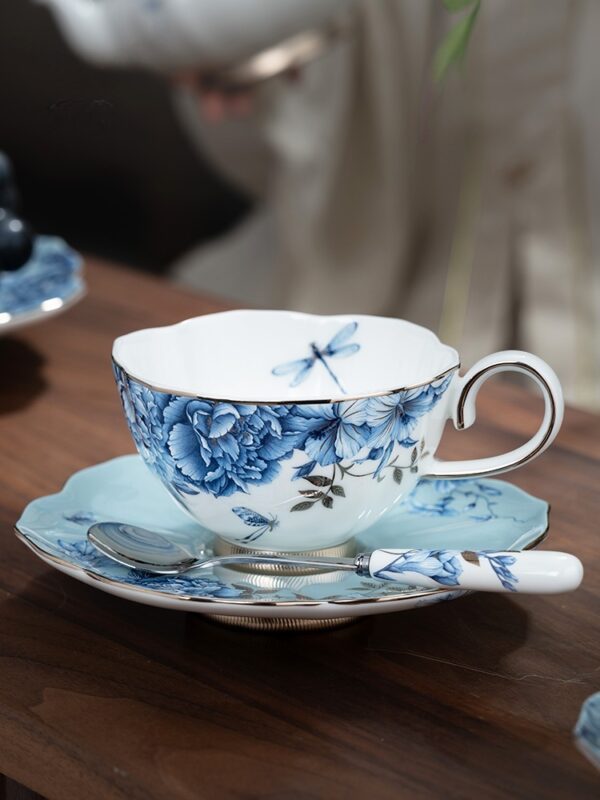 Platinum Blue & White 3-piece Coffee Set (230ml)