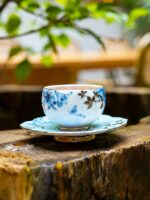 Platinum Blue & White 6-piece cup-pot Set (for 2 people), 130ml cups