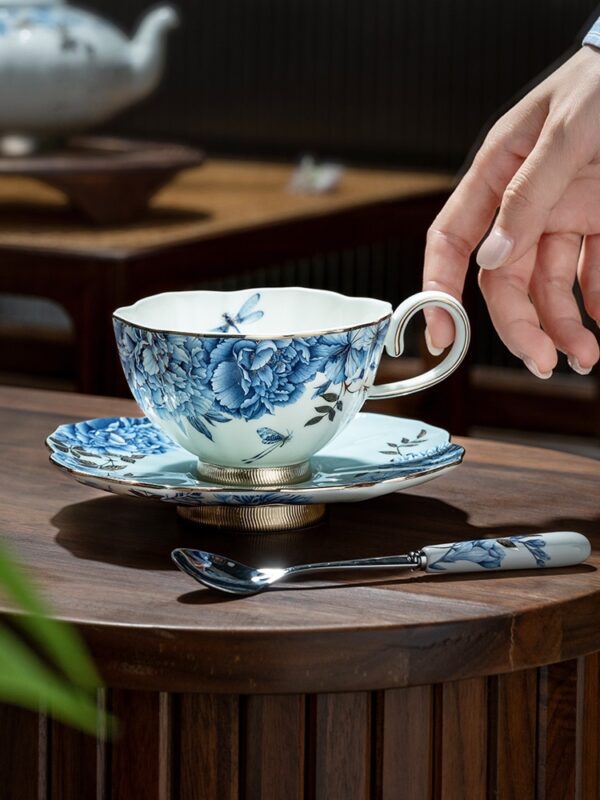 Platinum Blue & White 3-piece Coffee Set (230ml)