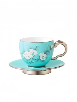 Azure Strokes Double Coffee Cup and Saucer