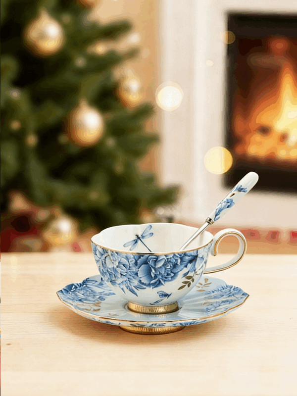 Platinum Blue & White 3-piece Coffee Set (230ml)