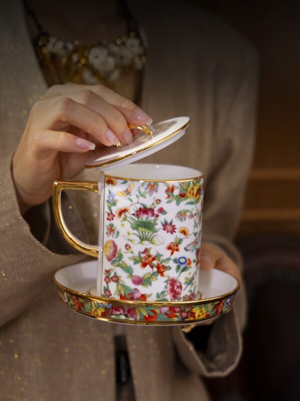 Guangcai Legacy 3-Piece Cup Set (430ml - White Embossed Base)