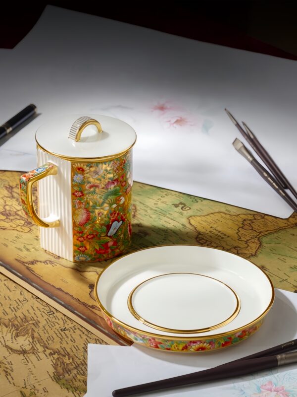 Guangcai Legacy 3-Piece Cup Set (430ml - Gold Embossed Base)