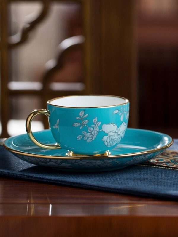 Elegant peony 2 piece Coffee Cup and Saucer Set