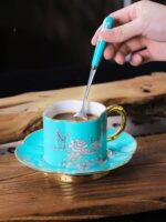 Elegant peony 3 piece Coffee Cup and Saucer Set