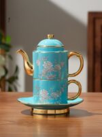 Elegant peony 4 piece Cup Pot Set