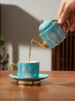 Elegant peony 4 piece Cup Pot Set