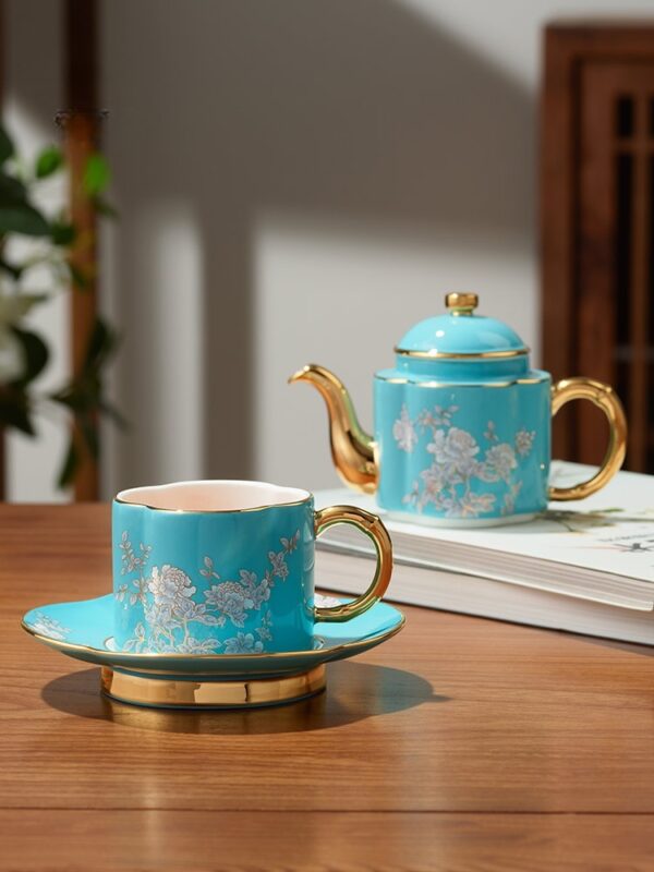 Elegant peony 4 piece Cup Pot Set