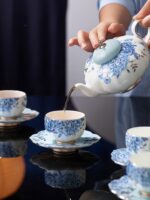 Platinum Blue & White Cup-pot Set (10-piece set for 4 persons)