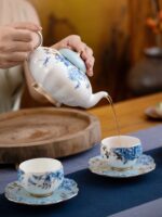 Platinum Blue & White Cup-pot Set (10-piece set for 4 persons)