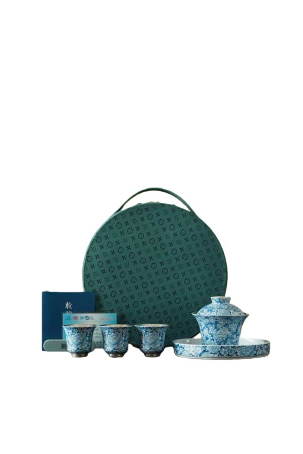 Silver Gilding Blue and White Porcelain Set