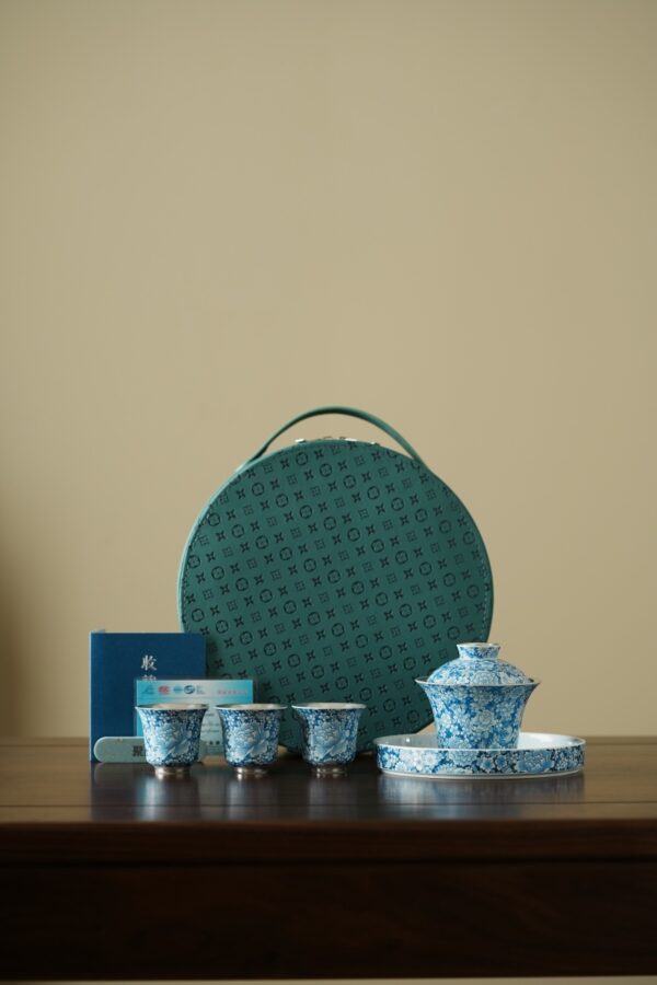 Silver Gilding Blue and White Porcelain Set