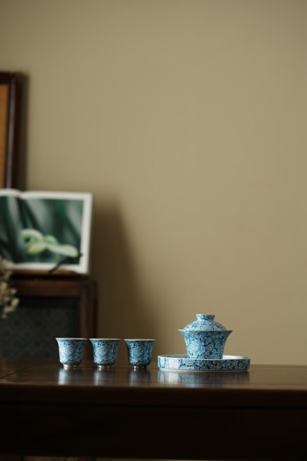 Silver Gilding Blue and White Porcelain Set