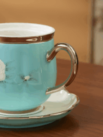 Azure Strokes 4-piece covered cup set (280ml)