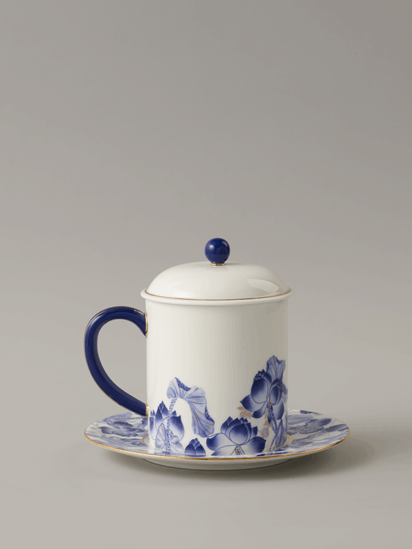 Felicitous Duet Lid Cup 350ml (Blue and White)