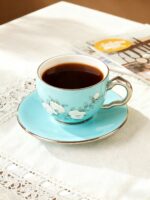 Azure Strokes Double Coffee Cup and Saucer