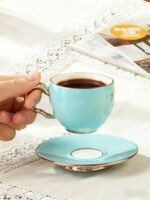 Azure Strokes Double Coffee Cup and Saucer