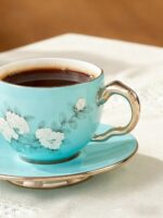 Azure Strokes Double Coffee Cup and Saucer