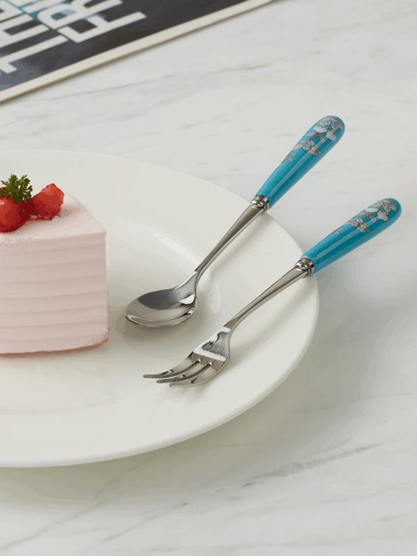 Elegant peony 2-piece fork and spoon set