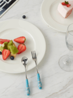 Elegant peony 2-piece fork and spoon set