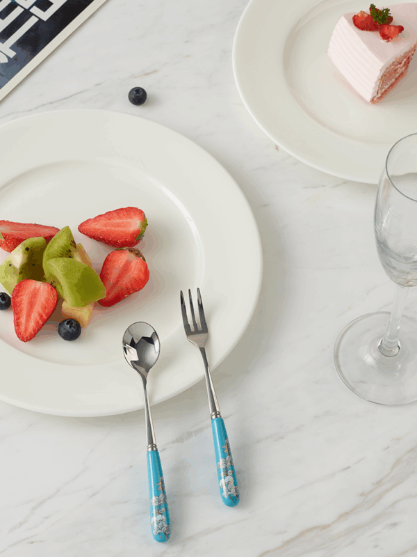 Elegant peony 2-piece fork and spoon set