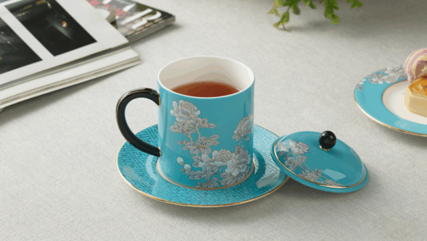 Elegant peony 3-piece meeting cup set (350ml)