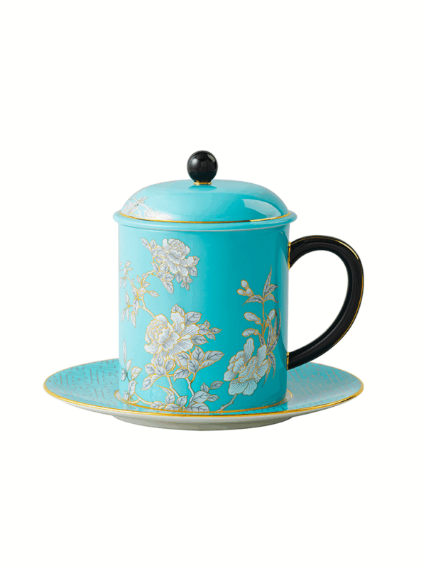 Elegant peony 3-piece meeting cup set (350ml)